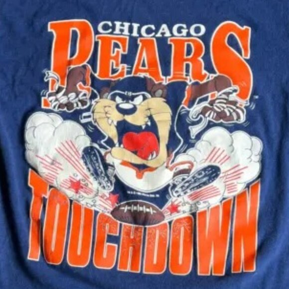 VTG Chicago Bears T Shirt Mens Taz Looney Tunes Football 1990s Tee - Picture 3 of 3